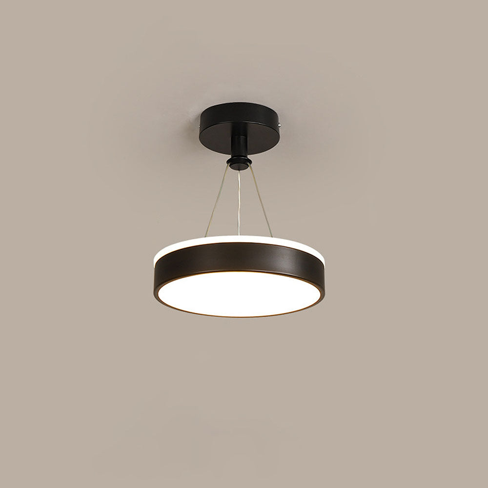 Minimalist Gold and Black Circular LED Pendant Light Fixture