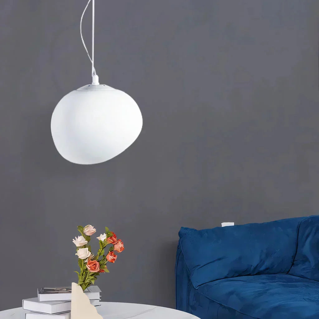 Contemporary White Pebble Pendant Light
