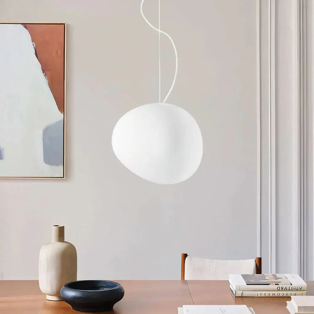 Contemporary White Pebble Pendant Light