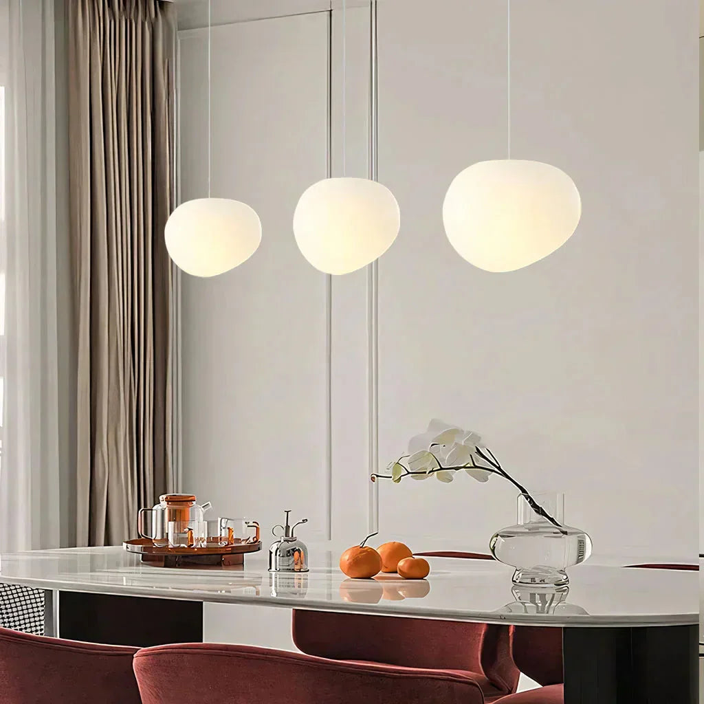 Contemporary White Pebble Pendant Light