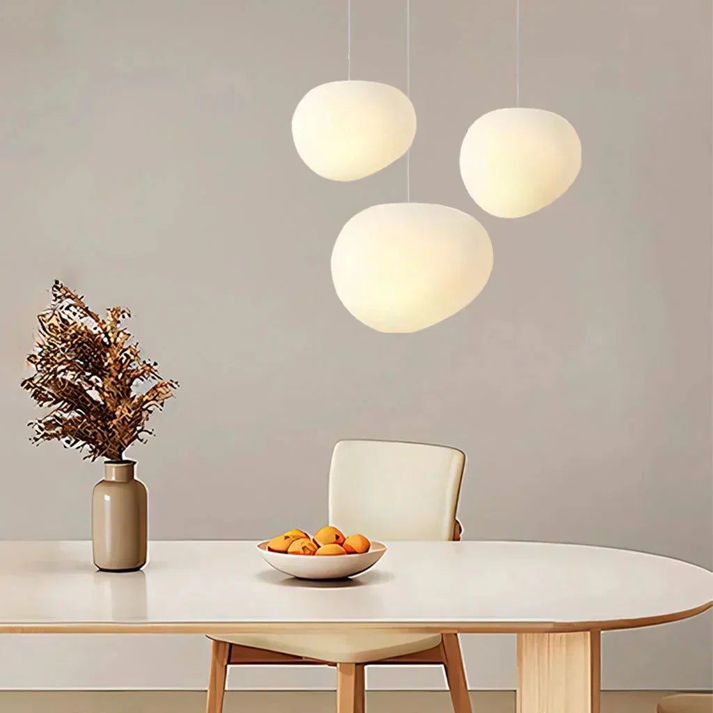 Contemporary White Pebble Pendant Light