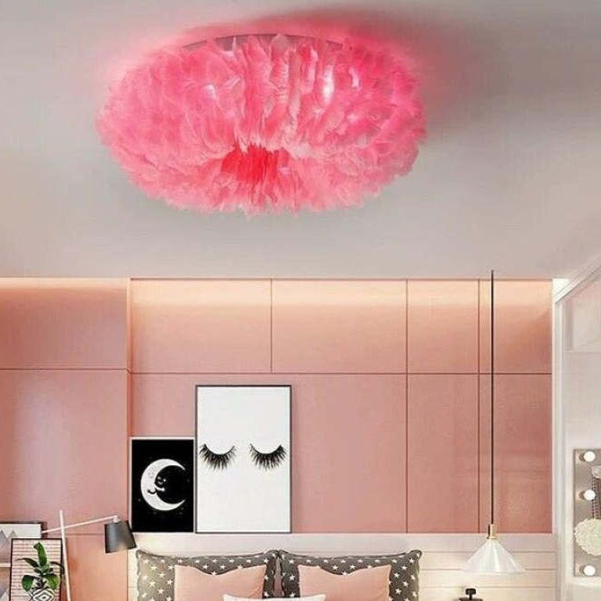Boho LED Ceiling Light with Feathers