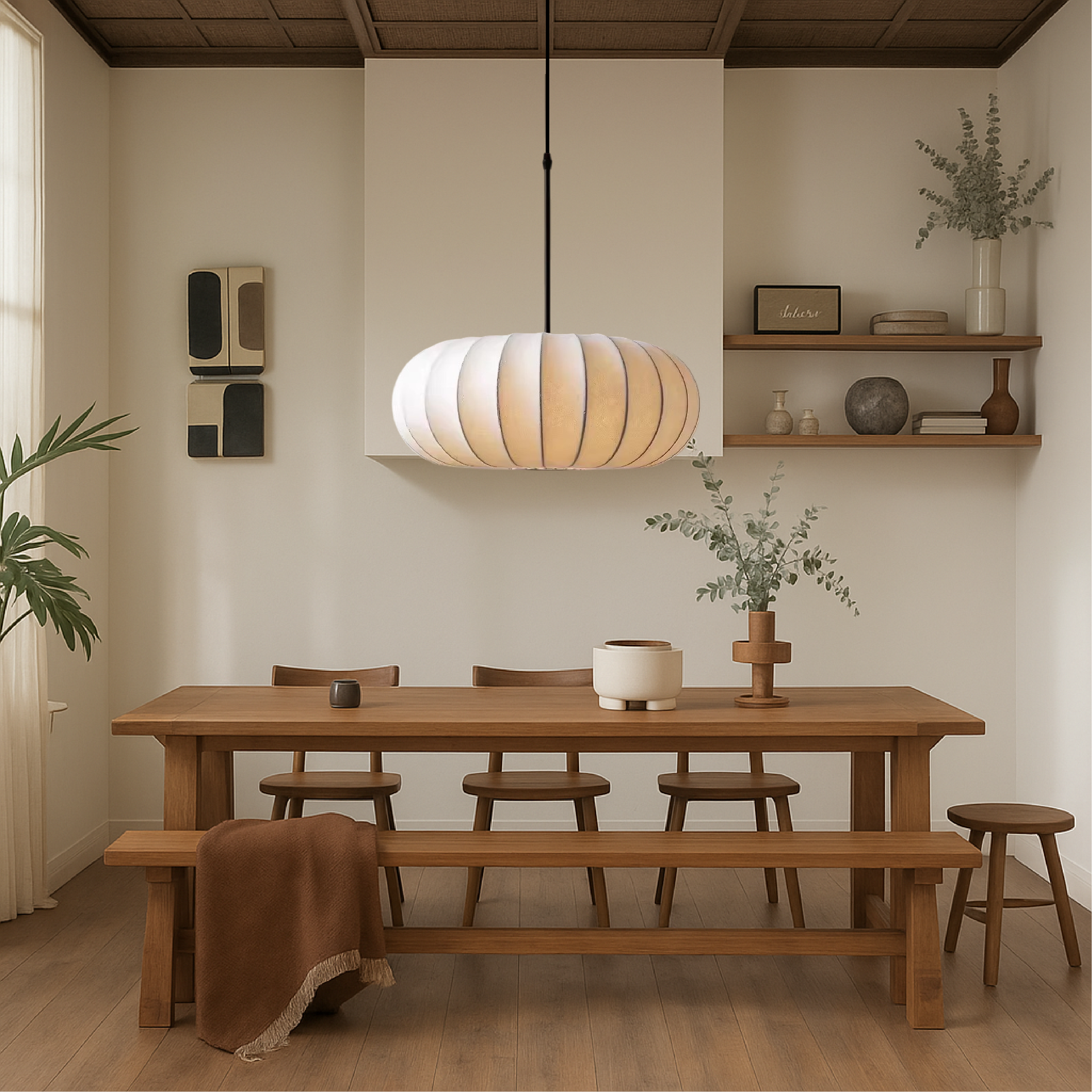 Minimalist Contemporary LED Fabric Pendant Light