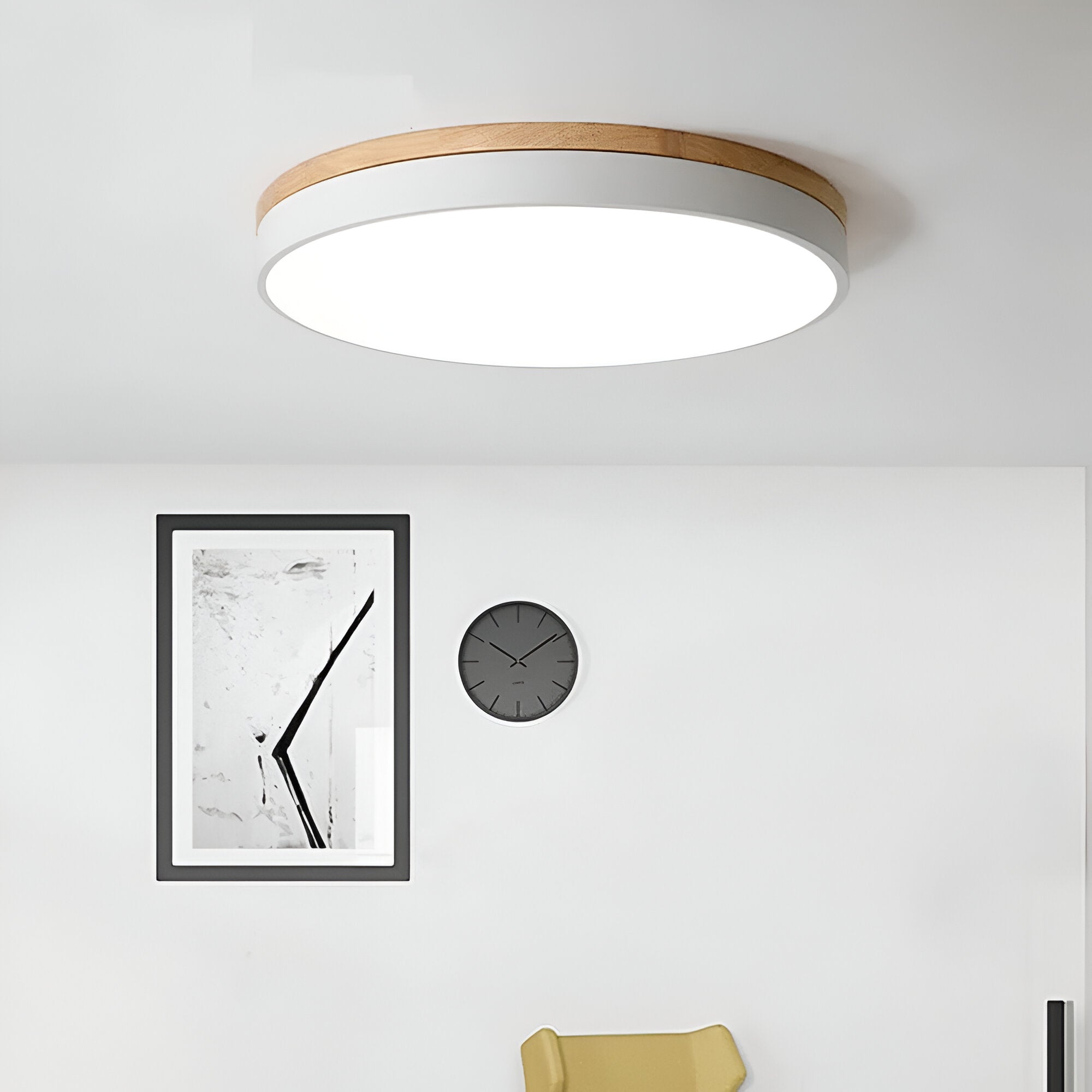 Contemporary Wooden Frame Flat LED Ceiling Light