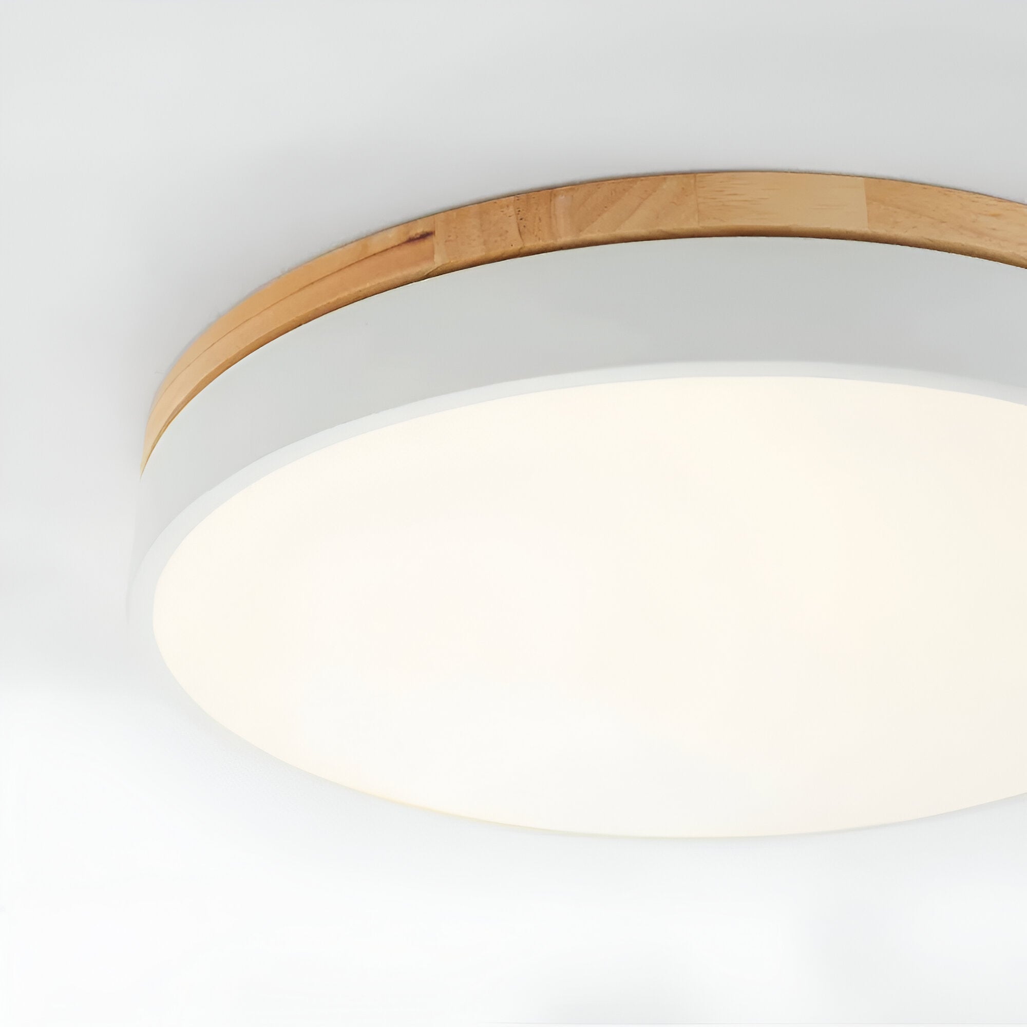 Contemporary Wooden Frame Flat LED Ceiling Light