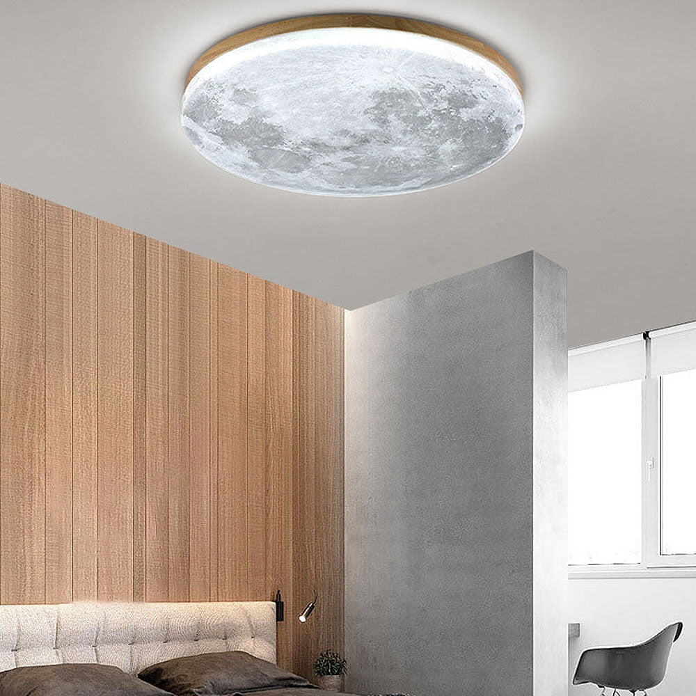 Minimalist Flush Mount Round Moon Ceiling Light