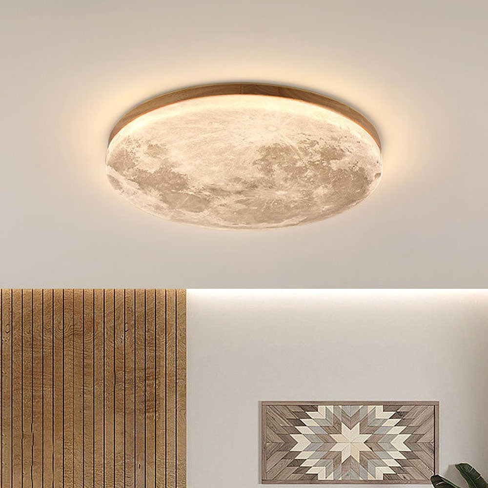 Minimalist Flush Mount Round Moon Ceiling Light