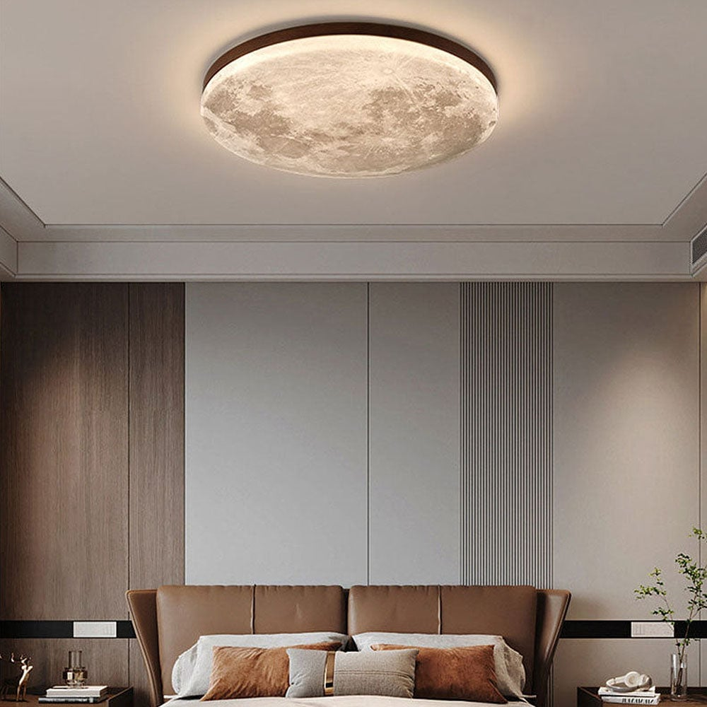 Minimalist Flush Mount Round Moon Ceiling Light