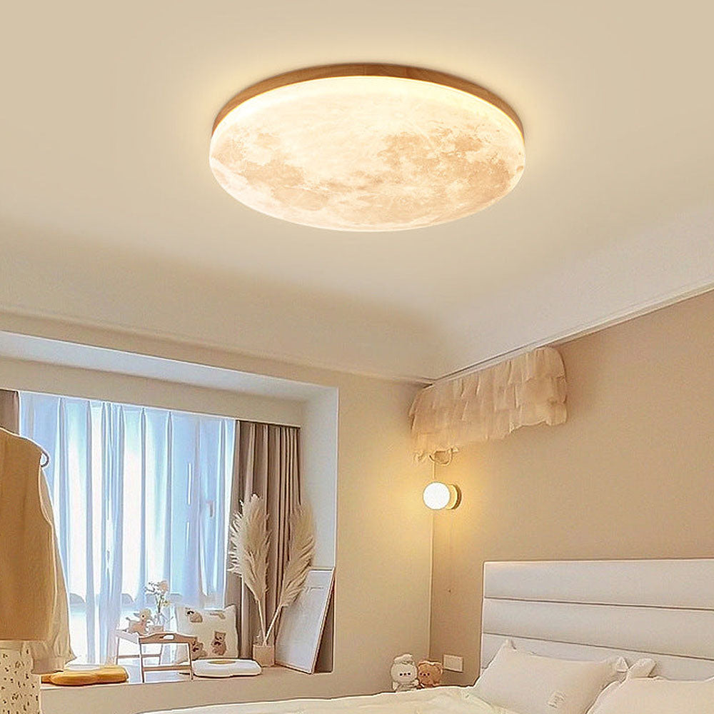Minimalist Flush Mount Round Moon Ceiling Light