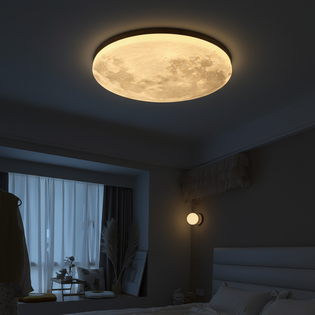 Minimalist Flush Mount Round Moon Ceiling Light