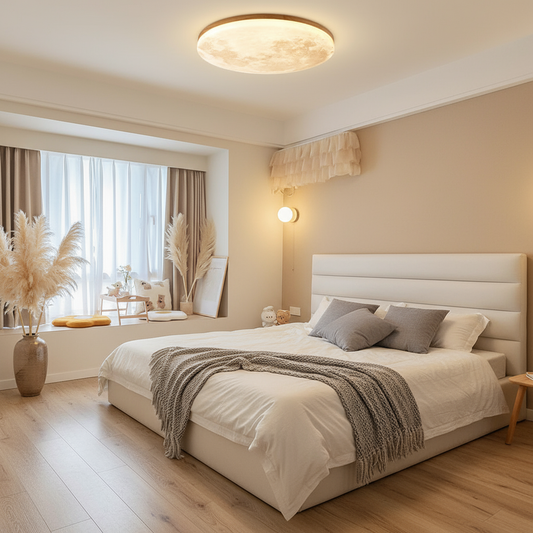 Minimalist Flush Mount Round Moon Ceiling Light