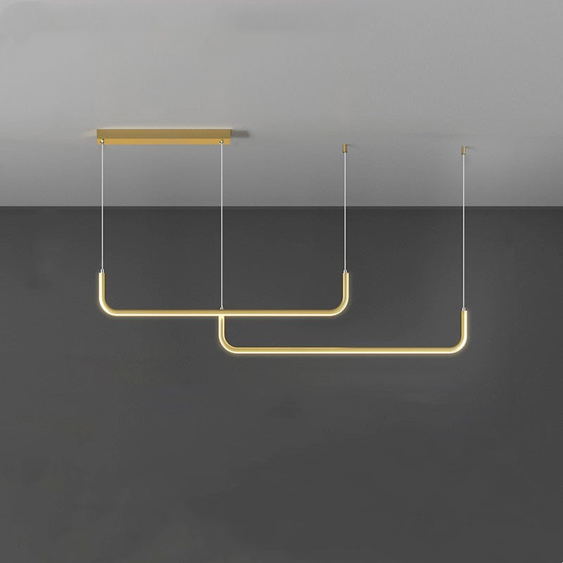 Contemporary Minimalist Double Frame Linear LED Pendant Light