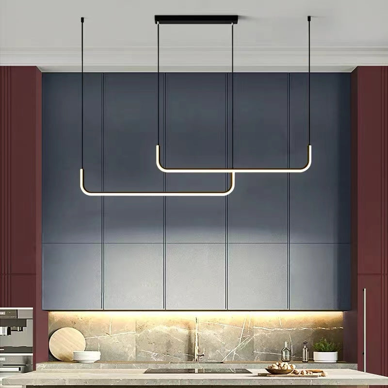 Contemporary Minimalist Double Frame Linear LED Pendant Light