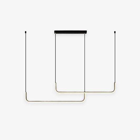 Contemporary Minimalist Double Frame Linear LED Pendant Light