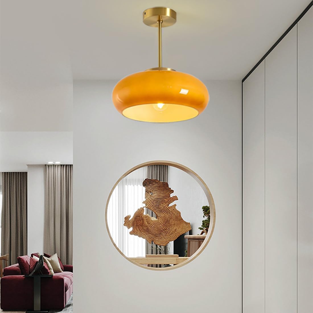 Mid-Century Round Ceiling Light Fixture