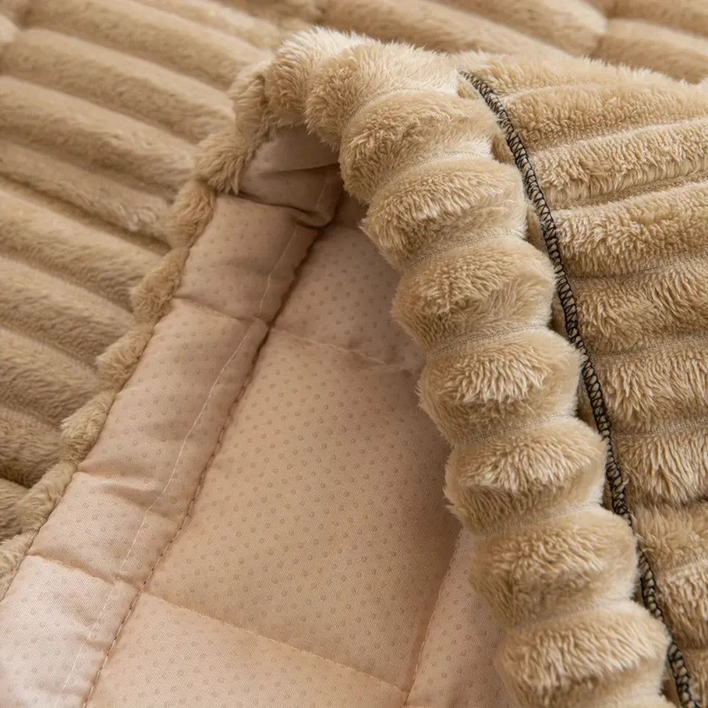 Pleated Edges Textured Sofa Cover
