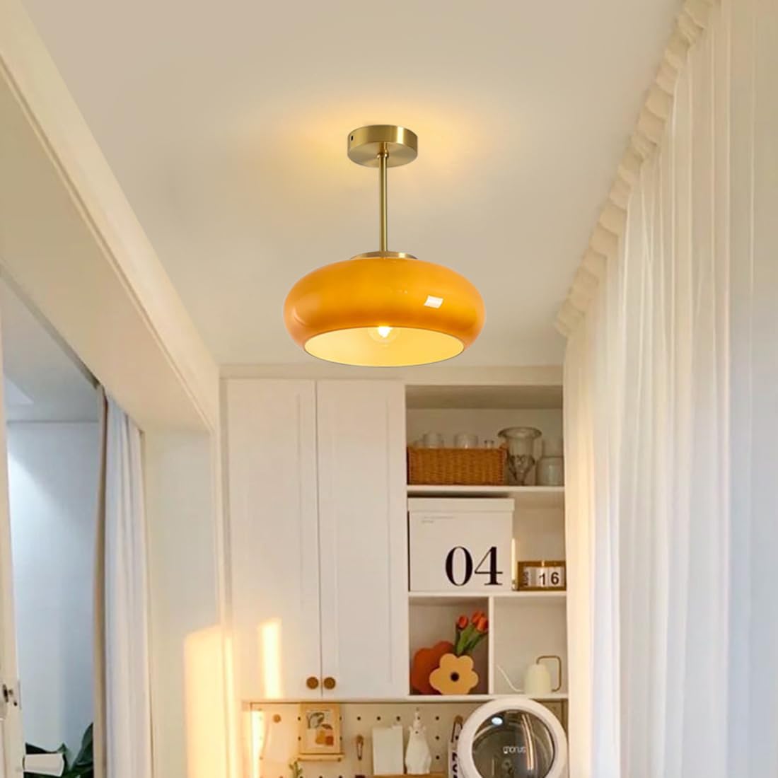 Mid-Century Round Ceiling Light Fixture