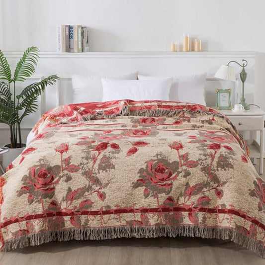 Textured Floral Print Throw Blanket