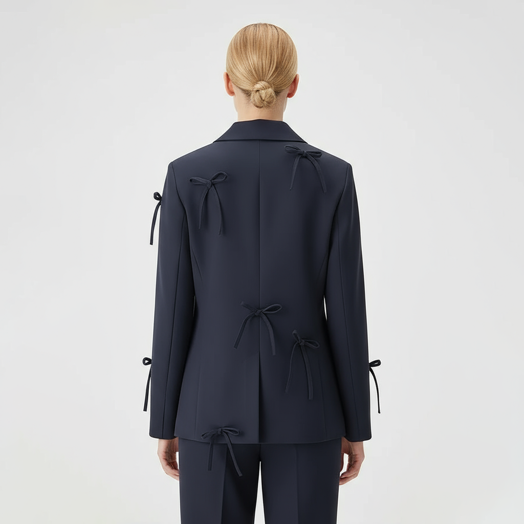 Lucy | Women Winter Blazer with Buttons & Decorative Bows