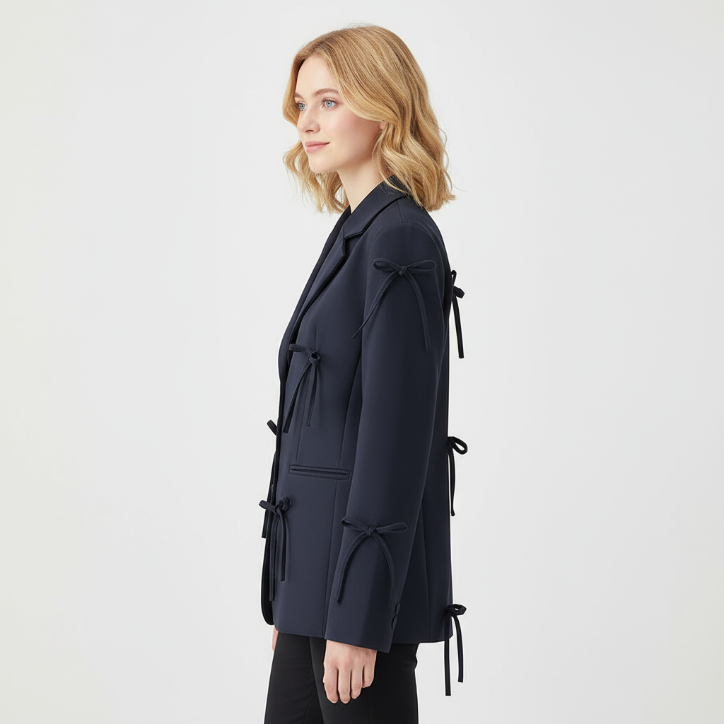 Lucy | Women Winter Blazer with Buttons & Decorative Bows