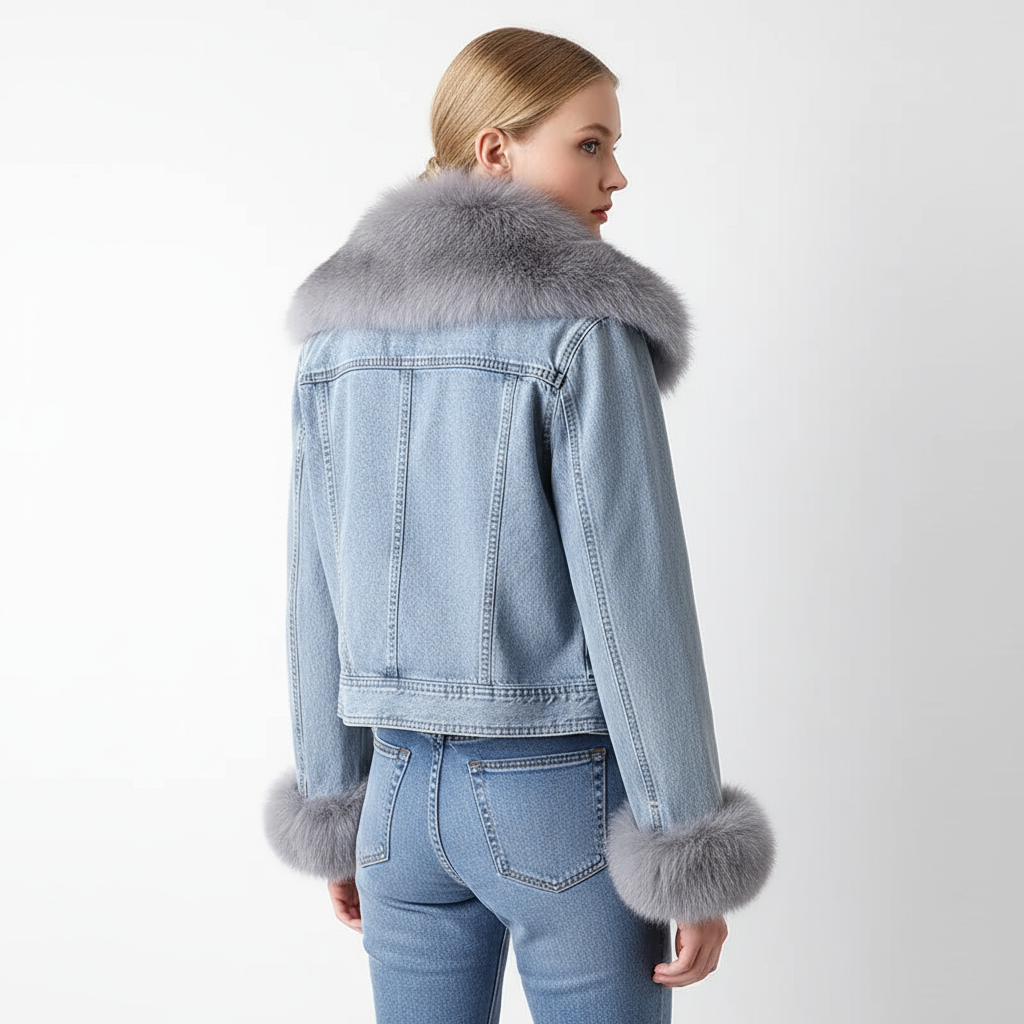 Hannah | Women Winter Denim Jacket with Faux Fur Trim