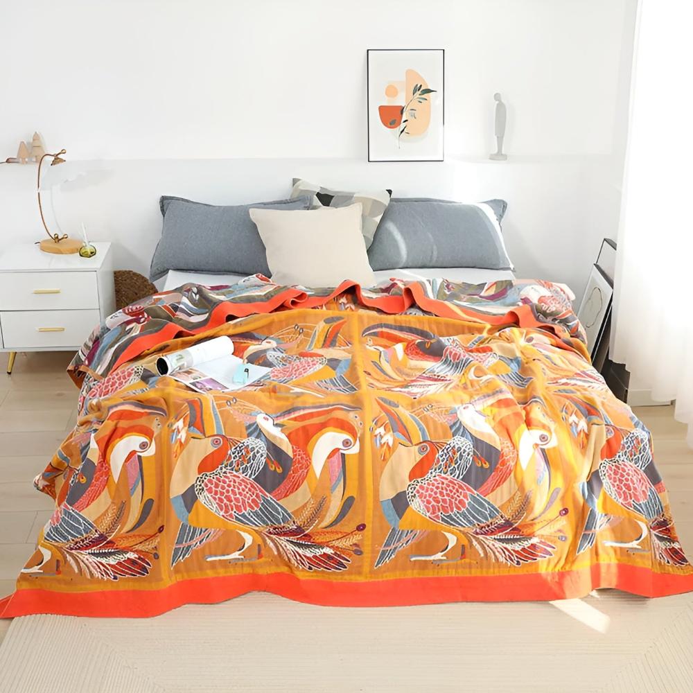 Tropical Toucan Pattern Throw Blanket