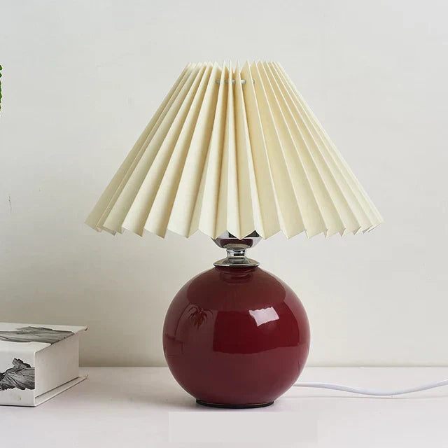 Vintage Style Pleated Table Lamp for Bedroom and Living Room