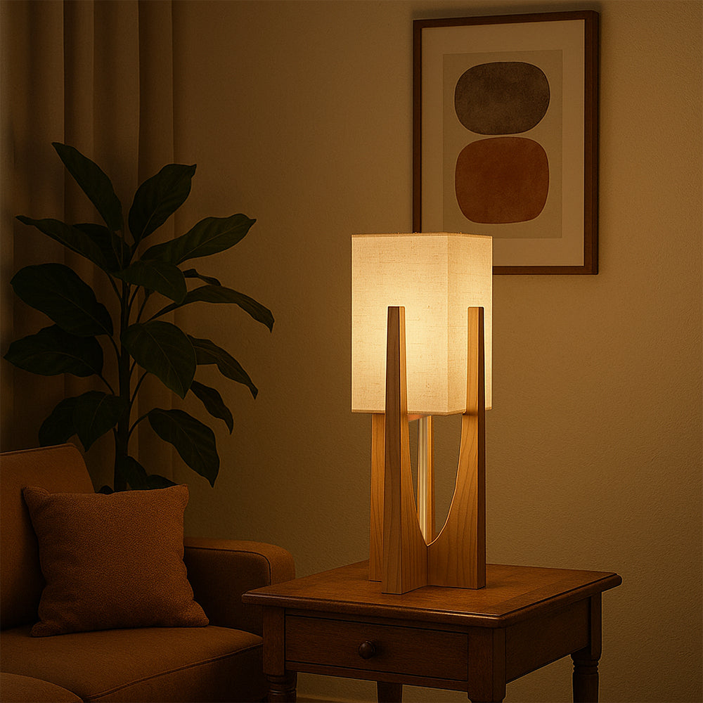 Japandi Wood Block LED Floor Lamp