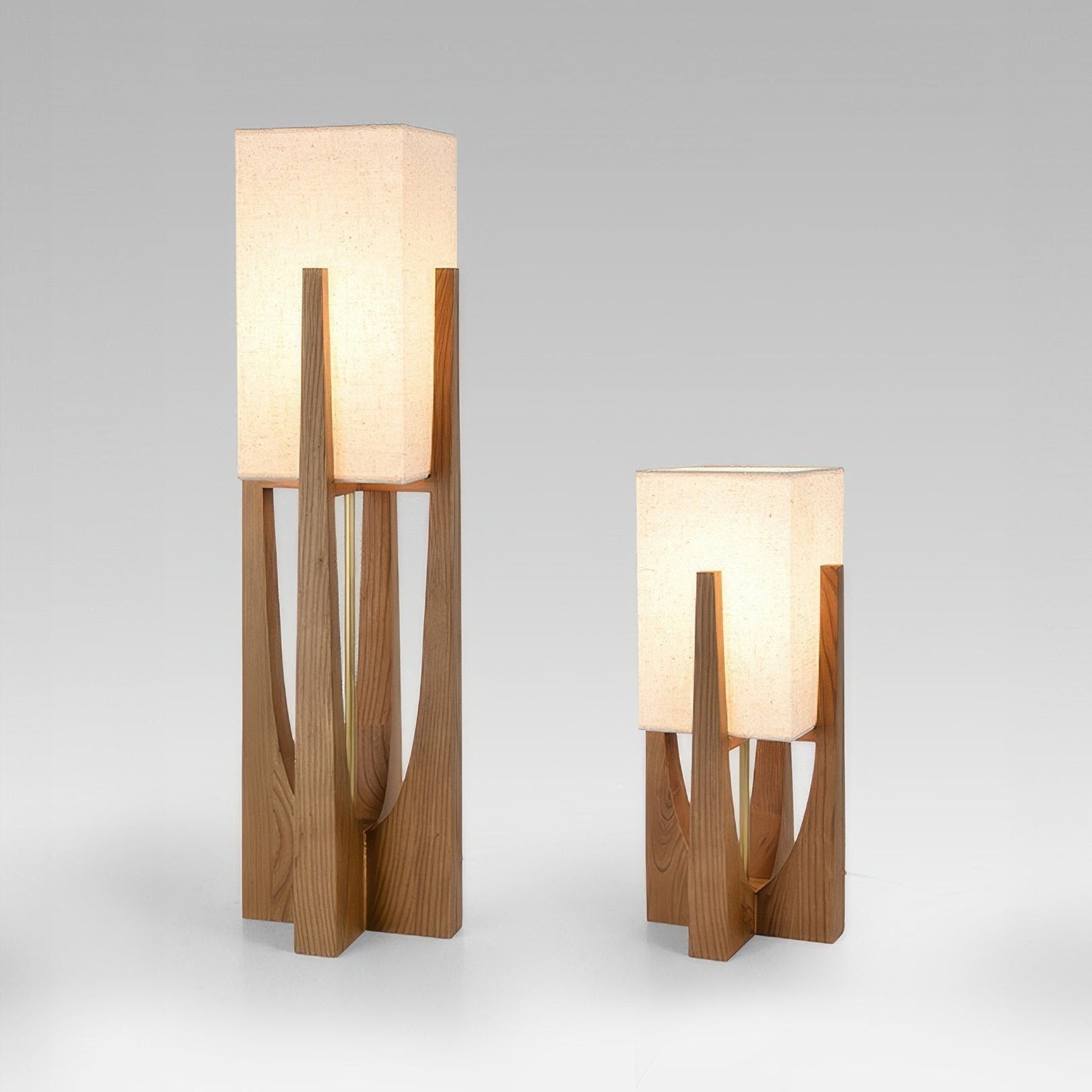 Japandi Wood Block LED Floor Lamp