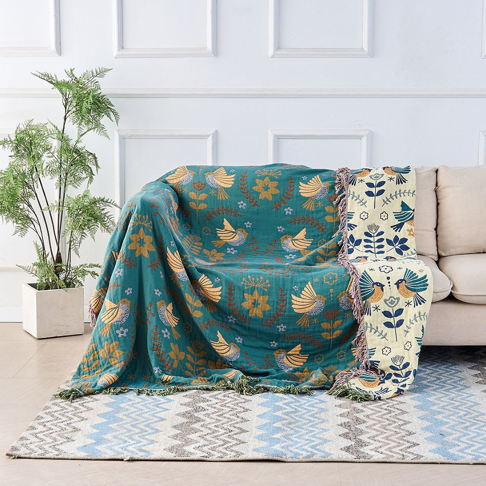 Reversible Scandanavian Bird Throw Blanket