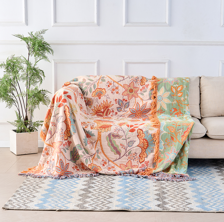 Rustic Floral Boho Throw Blanket