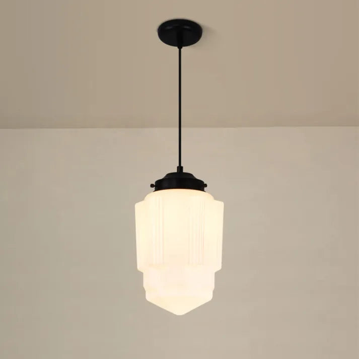 Mid Century Art Deco Pendant Light with Geometric Shade