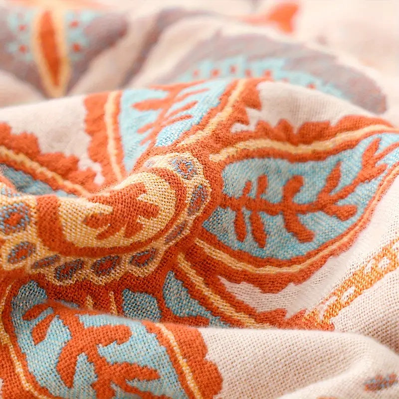 Rustic Floral Boho Throw Blanket