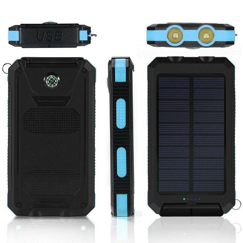 Portable Solar Power Bank with LED Flashlight